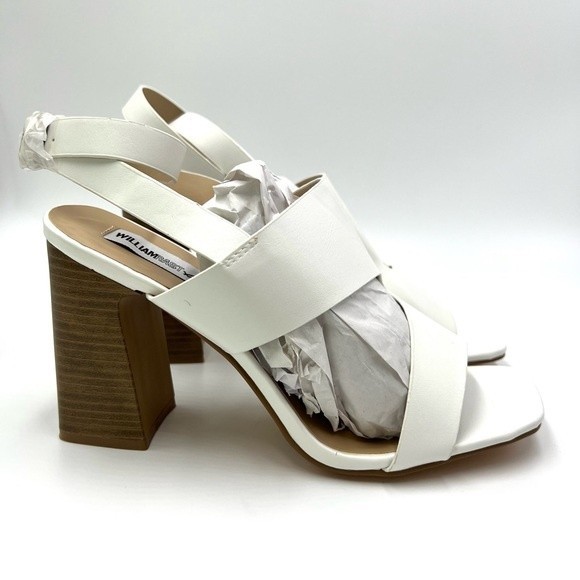 William Rast Women's White Faux Leather Asymmetrical‎ Open Toe Heels Shoes 8.5 - Picture 2 of 14